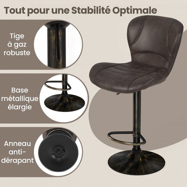 Baarituolit, 47x56x93-113 cm, Ruskea