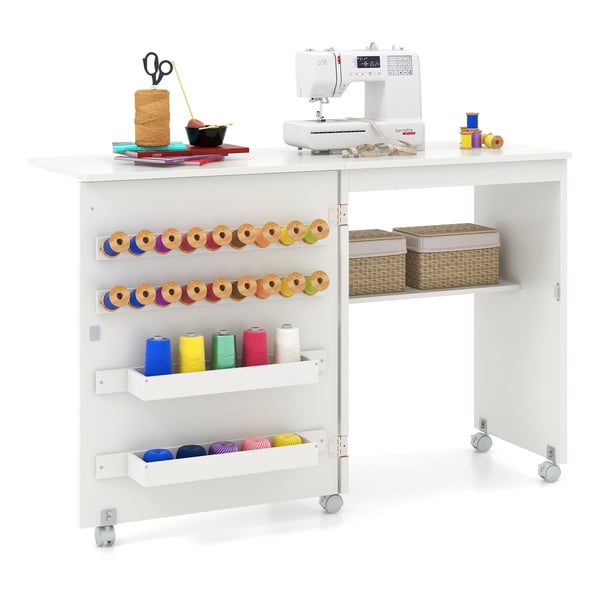 Foldbart sybord, 58×41×79 cm, Hvid Foldbart sybord, 58×41×79 cm, Hvid