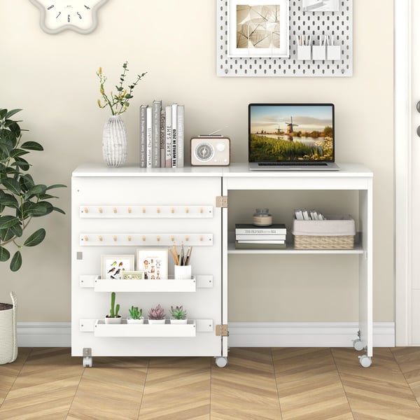 Foldbart sybord, 58×41×79 cm, Hvid