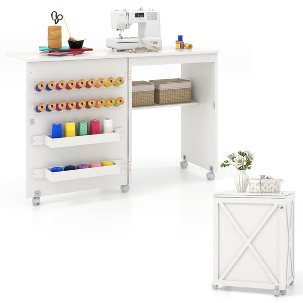 Foldbart sybord, 58×41×79 cm, Hvid