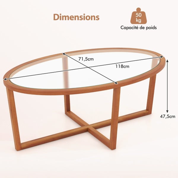 Kaffebord, 118x71.5x47.5 cm, Brun