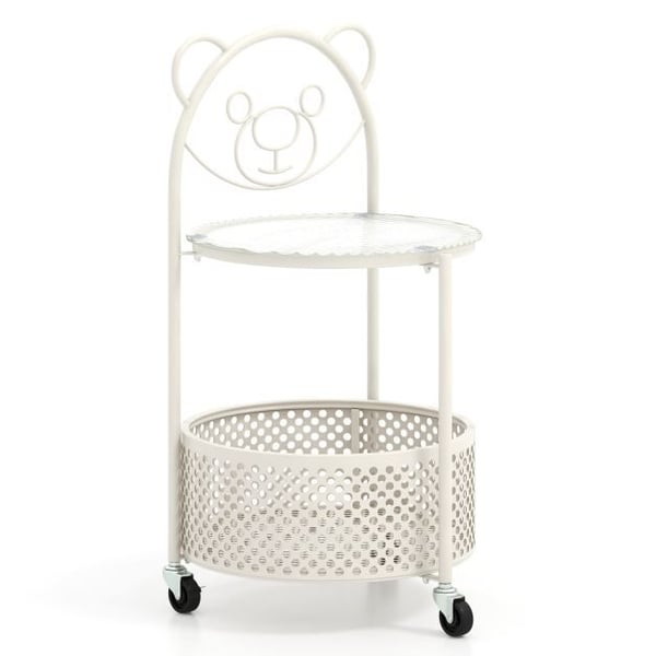 Mobil Glas Kaffebord, 40x36.5x71 cm, Transparent Guld/Hvid