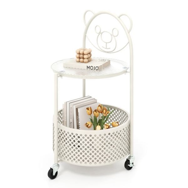 Mobil Glas Kaffebord, 40x36.5x71 cm, Transparent Guld/Hvid
