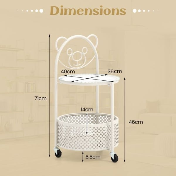 Mobil Glas Kaffebord, 40x36.5x71 cm, Transparent Guld/Hvid