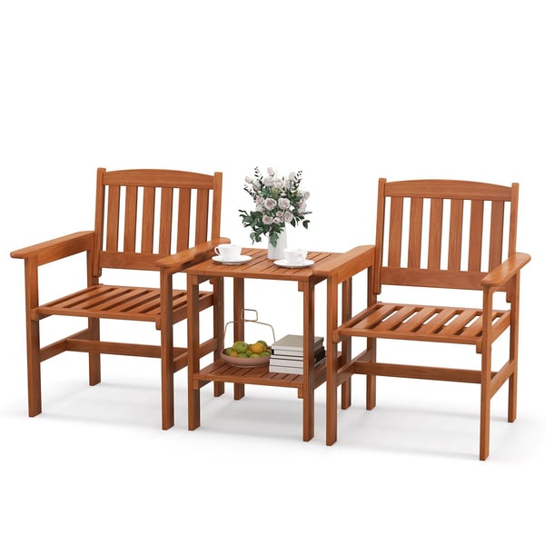 Patio Bistro -pöytä ja tuolit -setti, 62×60×88 cm, 46×53×58 cm, Luonnonväri