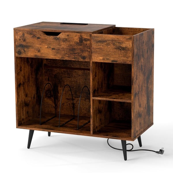 Pladespillerstander, 79.5x40x79 cm, Rustikt brun