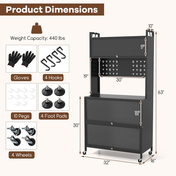 Køkken Bakers Rack, 80x40x163 cm, Sort