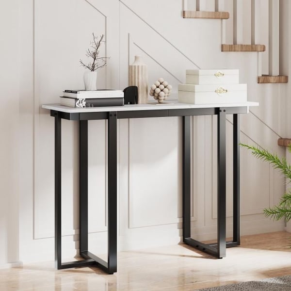 Sisäänkäynti Konsolipöytä, 107x40x80 cm, Valkoinen & Musta