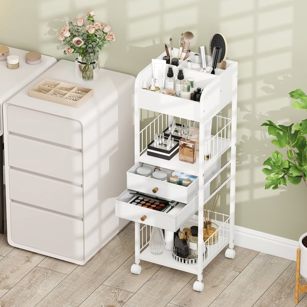Hudplejeorganizer Vogn, 30x30x90 cm, Hvid