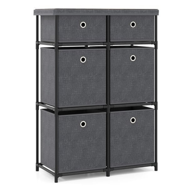 Skuffeskab, Hjem Metalramme Opbevaringsorganisator Enhed-Grå-S, 86x28x84 cm, Sort/Brunt/Grå