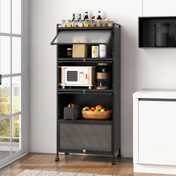 Køkken Bagerstativ, 23.5"x12.5"x60.5", Sort