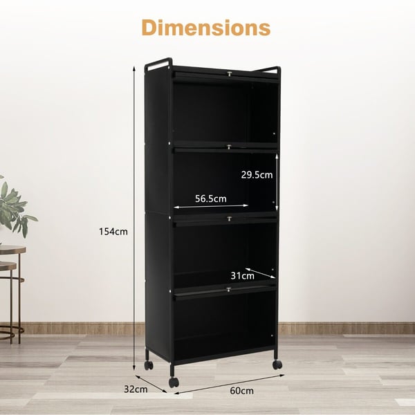 Køkken Bagerstativ, 23.5"x12.5"x60.5", Sort