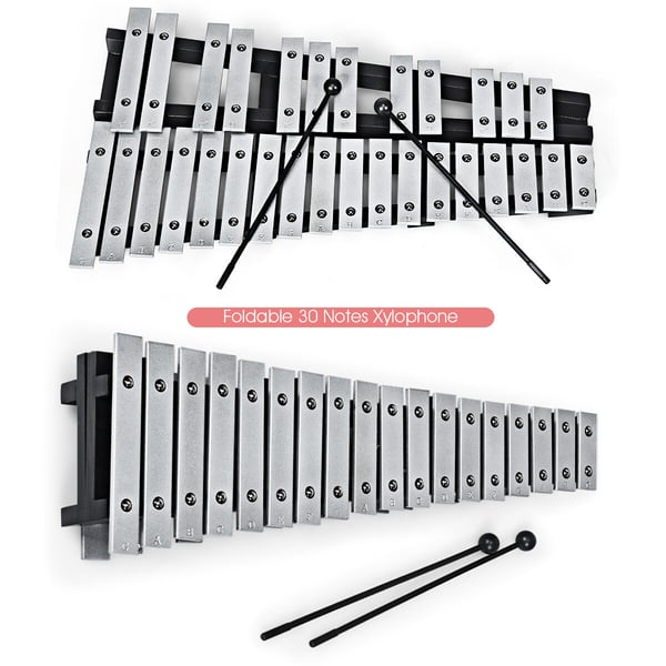 Glockenspiel Xylofon, 55.88x33.02x5.08 cm, Sort Sølv