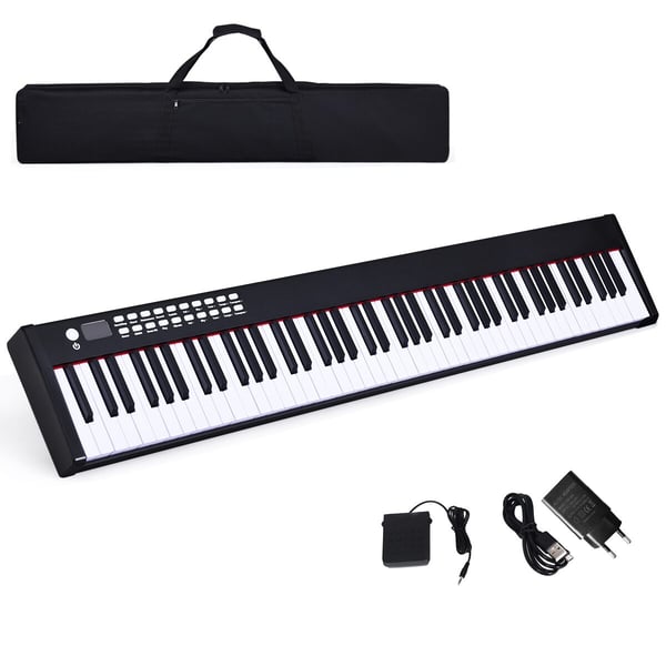 Digitalt klaver keyboard, 127x21.5x6.5 cm, Sort/Hvid