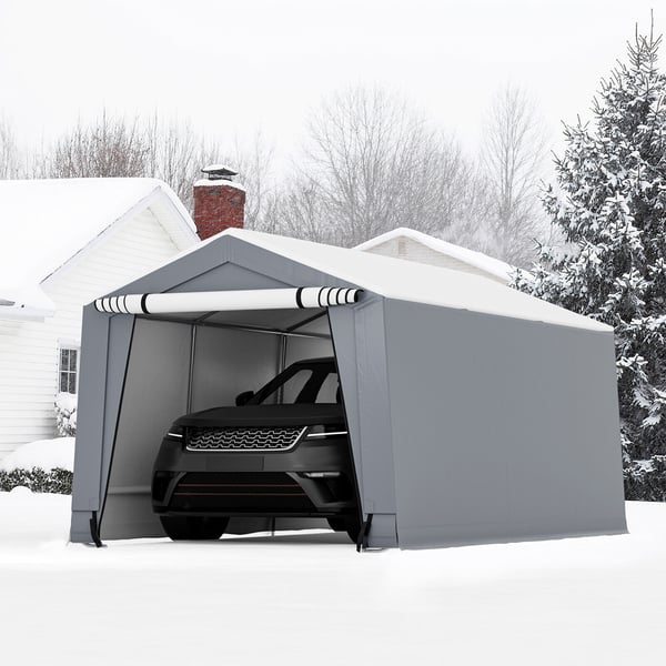 Udendørs carport, 10x16x8,1 ft, grå