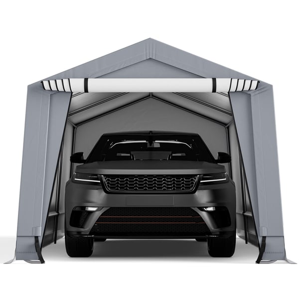 Udendørs carport, 10x16x8,1 ft, grå