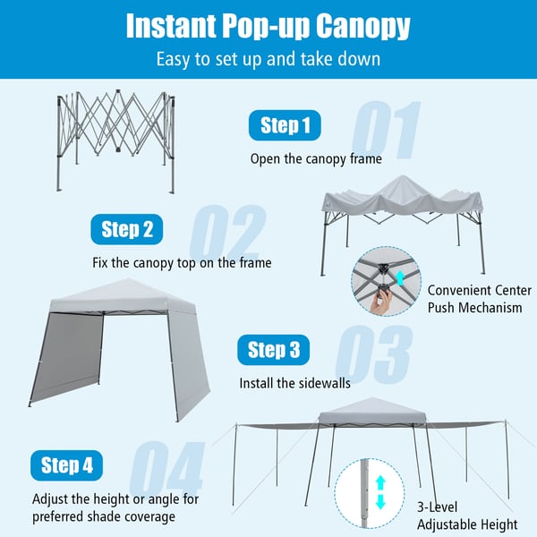 Pop-up telthus, terrasse 10x10FT, 300×300×255 cm, Grå