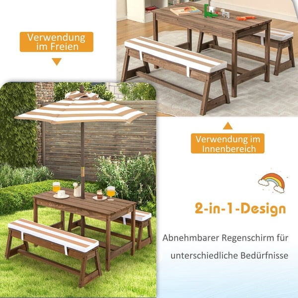 Børnebord og bænkesæt, 89x28x47.5 cm, Brun