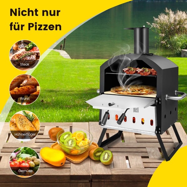 Udendørs pizzaovn, 55×30×71 cm, Sort Udendørs pizzaovn, 55×30×71 cm, Sort