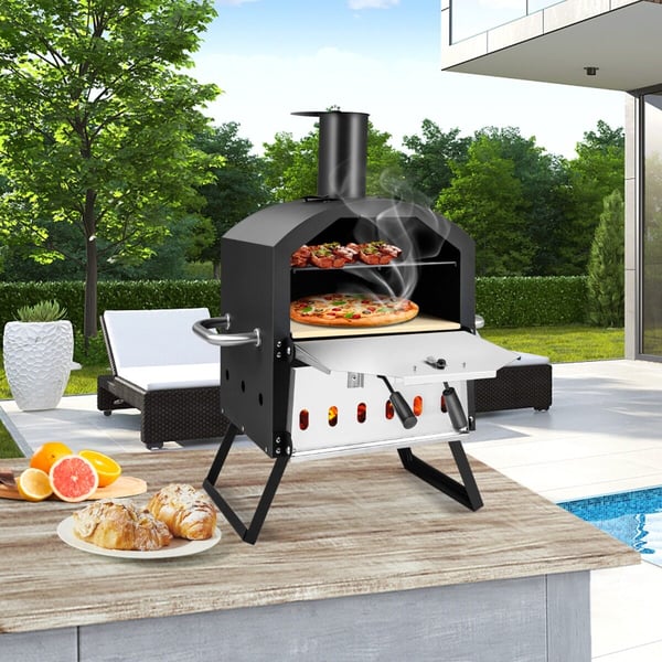 Udendørs pizzaovn, 55×30×71 cm, Sort