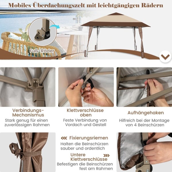 Terrasse Pop-Up Pavillon, 390x390 cm, Kaffe