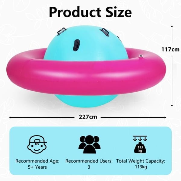 Oppustelig Dome Rocker Bouncer, 227x117 cm, Pink/Green