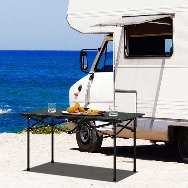 Campingbord, 97×56×51 cm, Sort