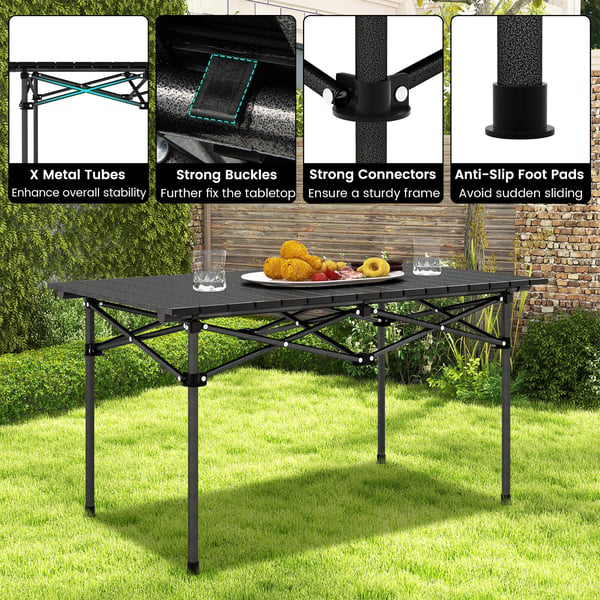 Campingbord, 97×56×51 cm, Sort