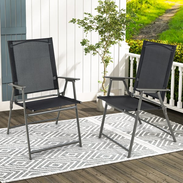 Terrasseklapstole, 24x23x38 cm, Sort & Grå