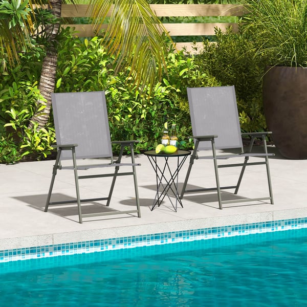 Patio Folding Chair Set, 61×58×97 cm, Harmaa