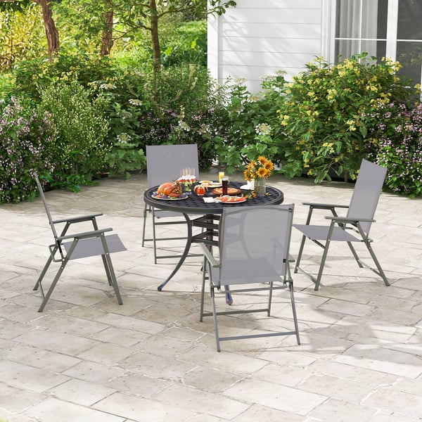 Patio Folding Chair Set, 61×58×97 cm, Harmaa