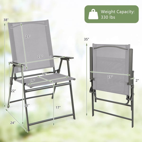 Patio Folding Chair Set, 61×58×97 cm, Harmaa