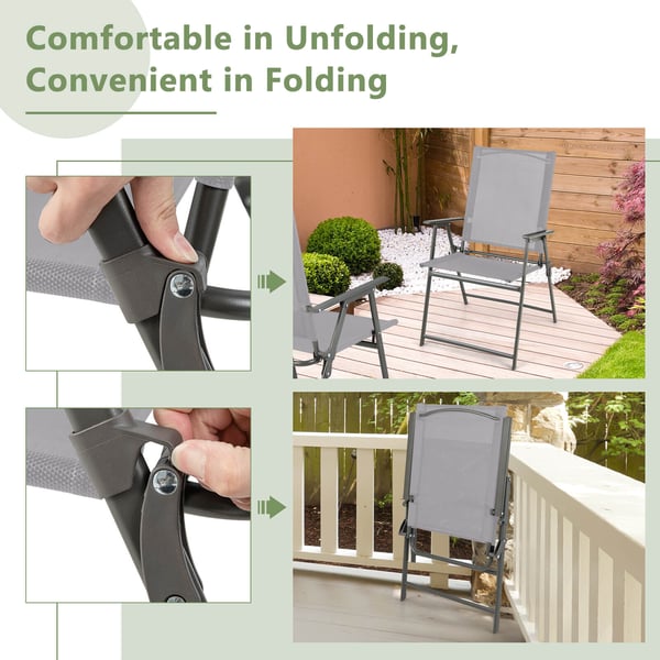 Patio Folding Chair Set, 61×58×97 cm, Harmaa