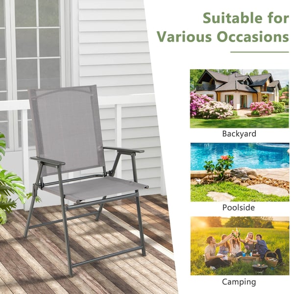 Patio Folding Chair Set, 61×58×97 cm, Harmaa