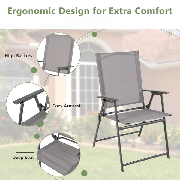 Patio Folding Chair Set, 61×58×97 cm, Harmaa