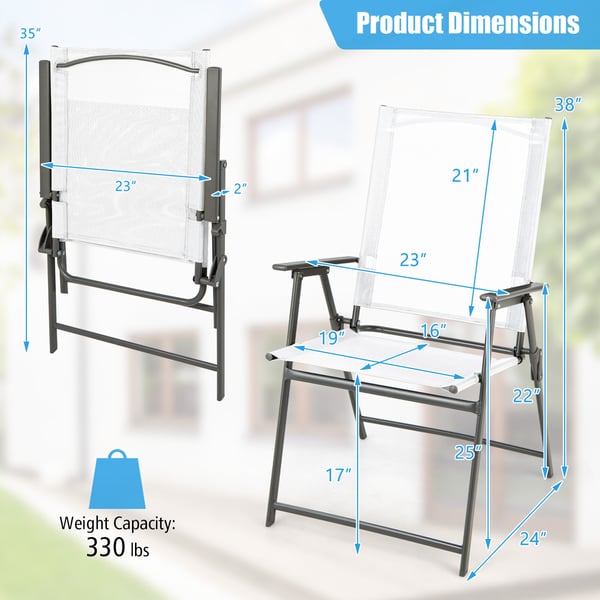 Patio Folding Chair Set, 61×58×97 cm, Harmaa