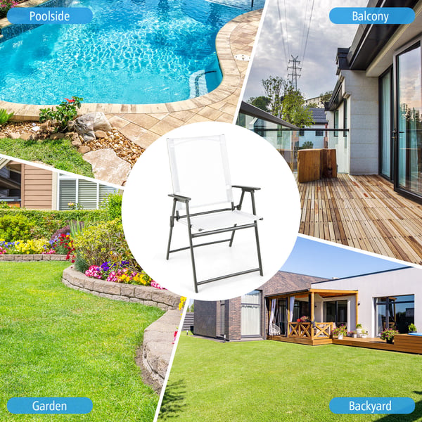 Patio Folding Chair Set, 61×58×97 cm, Harmaa