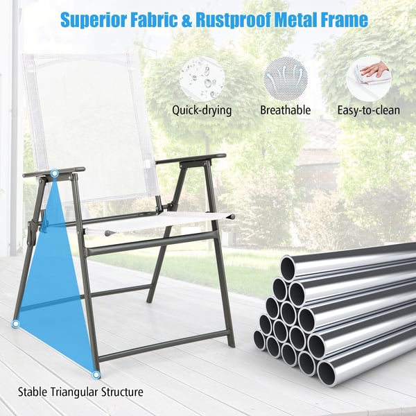 Patio Folding Chair Set, 61×58×97 cm, Harmaa