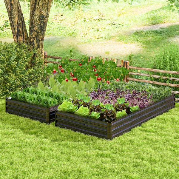 Udendørs plantekasse, 240x120x30 cm, Kaffe Sølv