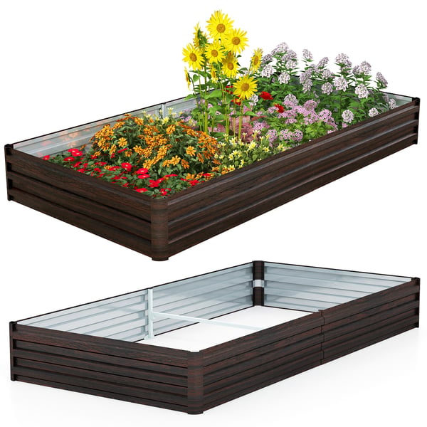 Udendørs plantekasse, 240x120x30 cm, Kaffe Sølv