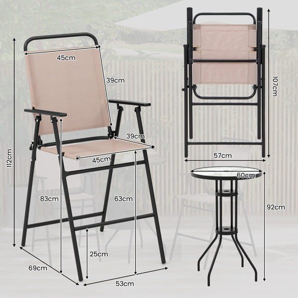 Ulkoilma Bistro -sarja, 61×61×91 cm, 53×69×112 cm, Beige