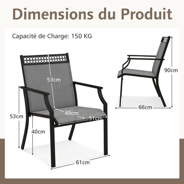 Puutarhatuolit, 66x61x90 cm, Harmaa Musta