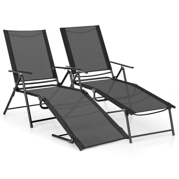Terrasse Foldbare Liggestole, 155x64x102 cm, Sort