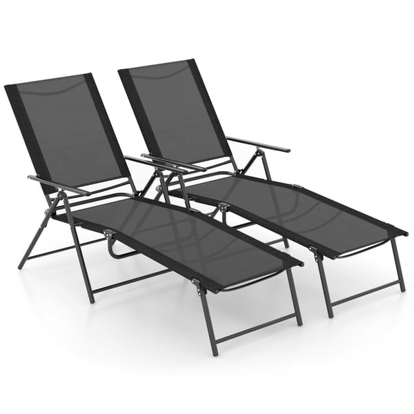 Terrasse Foldbare Liggestole, 155x64x102 cm, Sort