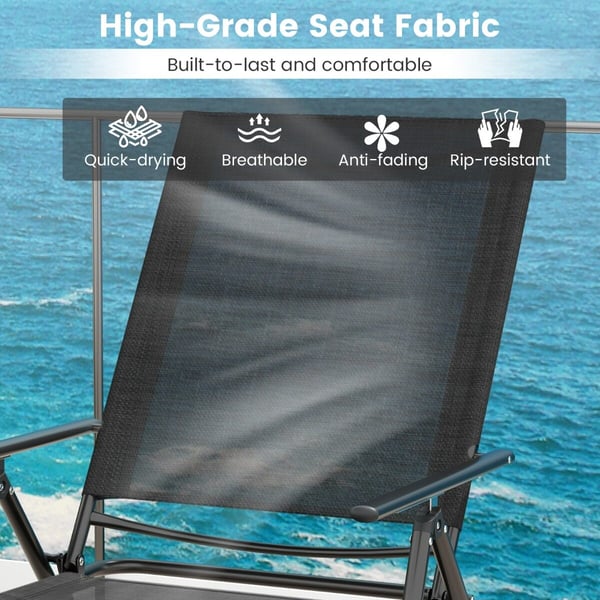 Terrasse Foldbare Liggestole, 155x64x102 cm, Sort