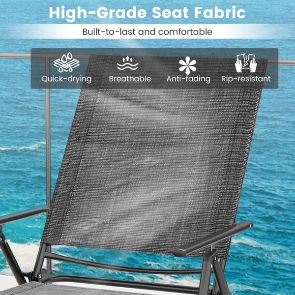 Patio Folding Chaise Lounge -tuolit, 394×480 cmcm x 64×165×259 cmcm, Harmaa