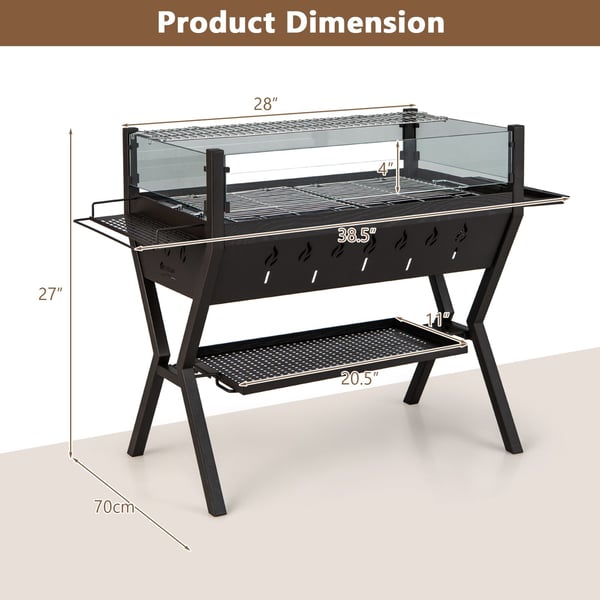 Grill med kul til grillning, 98×42×69 cm, Brun