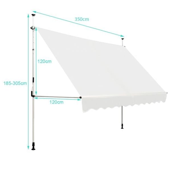 Laajeneva teleskooppimarkiisi, 350x120 cm, beige