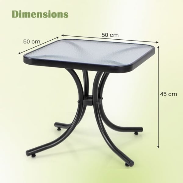 Terrassebord, 51×51×46 cm, Sort