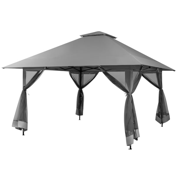 Havepavillon, 400x400x245-305 cm, Grå Havepavillon, 400x400x245-305 cm, Grå
